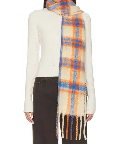 Free People Women's Highland Plaid Skinny Scarf In Ivory Combo In Multi
