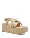 Free People Holt Ankle Strap Platform Sandal In Beige