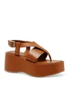 Free People Holt Ankle Strap Platform Sandal In Cognac