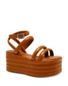 Free People Iris Flatform Sandal In Luggage Leather