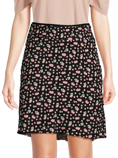 Free People Women's Irl Floral Mini Slip Skirt In Black Combo