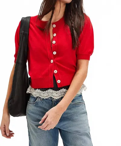 Free People Women's Isla Solid Cardigan In Grey In Red