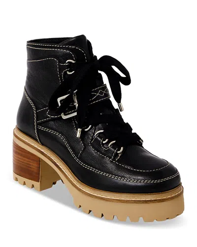 Free People Jasper Lug Sole Hiking Boot In Victorian Black Leather