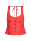 Free People Kianna Lace Tank Top In Watermelon In Radiant Watermelon