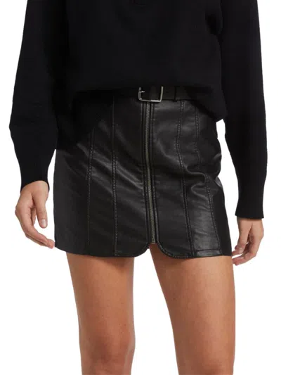 Free People Women's Layla Faux Leather Miniskirt In Black