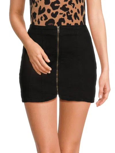 Free People Women's Layla Zip Denim Mini Skirt In Black
