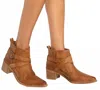 Free People Women's Leather Back Loop Heeled Ankle Boot In Tan In Brown