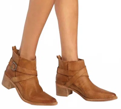 Free People Women's Leather Back Loop Heeled Ankle Boot In Tan In Brown
