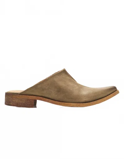 Free People Women's Leather Harlow Split Seam Mule Shoe In Washed Olive In Green