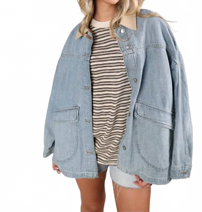 Free People Women's Lemon Denim Jacket In Berry Blues In Multi