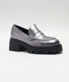 Free People Women's Lyra Lug Sole Loafer In Silver In Silver