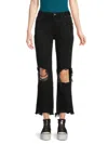 FREE PEOPLE WOMEN'S MAGGIE MID RISE DISTRESSED WIDE LEG JEANS