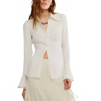 Free People Melrose Bell Sleeve Button-up Shirt In White