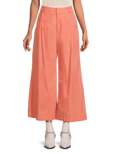 Free People Women's Menorca Solid Cropped Pants In Faded Coral