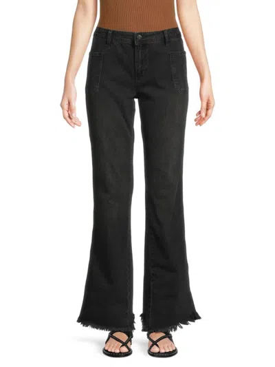 Free People Women's Mid Rise Izzy Flare Jeans In Dark Magic