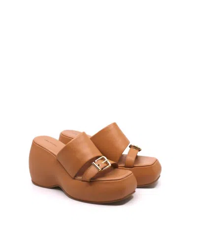 FREE PEOPLE WOMEN'S MILA MINIMAL WEDGE SANDALS IN VACHETTA