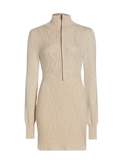 Free People Women's Mont Blanc Cotton-blend Ribbed & Cable-knit Minidress In Tan
