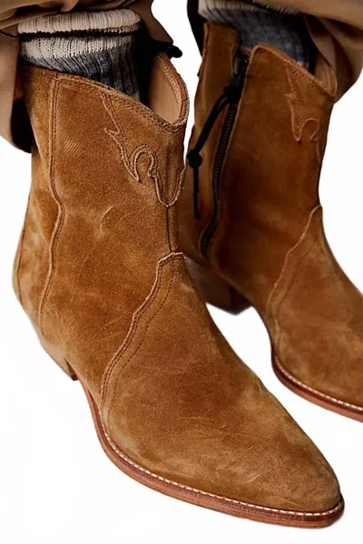Free People Women's New Frontier Western Boot In Camel Suede In Brown