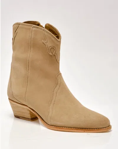 Free People Women's New Frontier Western Boot In Oyster Suede In Multi