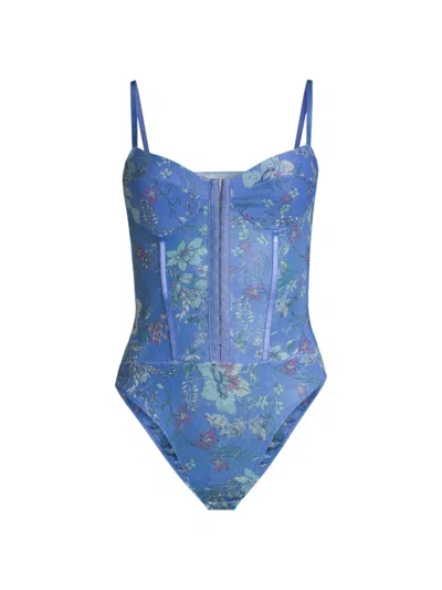 Free People Women's Night Rythm Floral Corset Bodysuit In Floral Combo