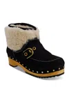 Free People Oak Faux Shearling Clog Bootie In Black Suede