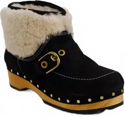 FREE PEOPLE WOMEN'S OAK CLOG BOOTS IN BLACK SUEDE