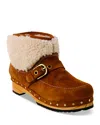 Free People Oak Faux Shearling Clog Bootie In Vintage Tan Suede