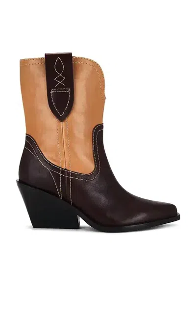 Free People Women's Pitchfork Point Western Boots In Espresso/camel In Multi