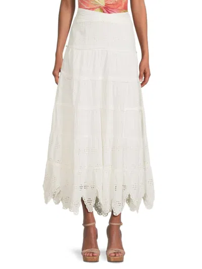 Free People Women's Prairie Eyelet Embroidered Skirt In Ivory