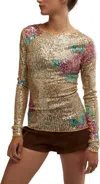 Free People Gold Rush Sequin Top In Multi