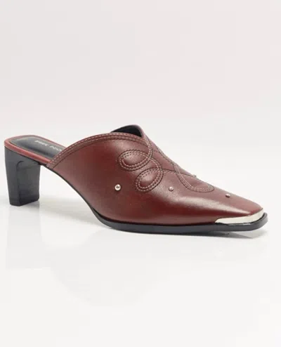 Free People Women's Roxi Metal Tip Mules In Cabernet Leather In Brown