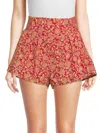 FREE PEOPLE WOMEN'S SAY IT'S SO SHORT FLORAL SHORTS