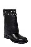 Free People Women's Scorpio Studded Foldover Boots In Black In Black