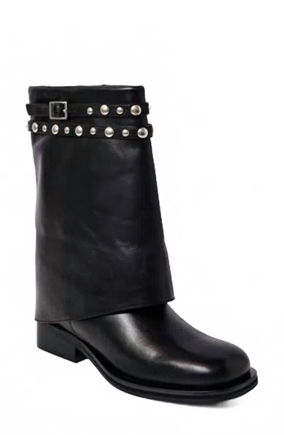 Free People Women's Scorpio Studded Foldover Boots In Black
