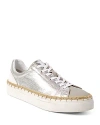 Free People Scotty Silver Raffia Stitched Leather Lace-up Sneakers