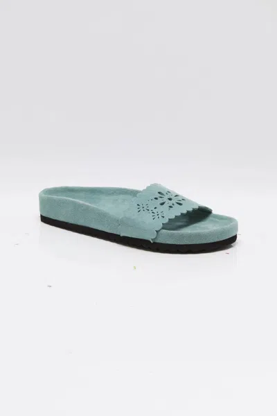 Free People Women's Shore Cutout Footbed Sandals In Agua Fresca Suede In Multi