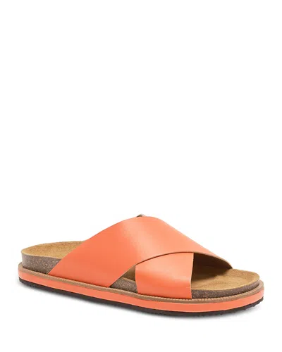 Free People Women's Sidelines Crossover Slide Sandals In Papaya