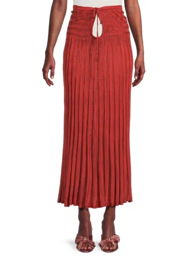 Free People Women's Silvia Pleated Maxi Skirt In Red Hot Combo