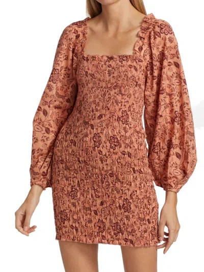 Free People Smock It To Me Mini Dress In Apricot Combo