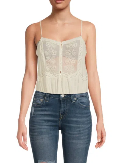 Free People Women's Squareneck Lace Bodysuit In Ivory