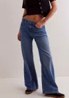 Free People Stride Low Slung Wide Leg Jeans In Walk Away In Blue