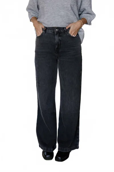 Free People Women's Stride Straight Jean In Miles To Go In Black