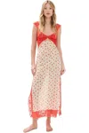 Free People Suddenly Fine Floral Print Cutout Lace Trim Nightgown In Multi