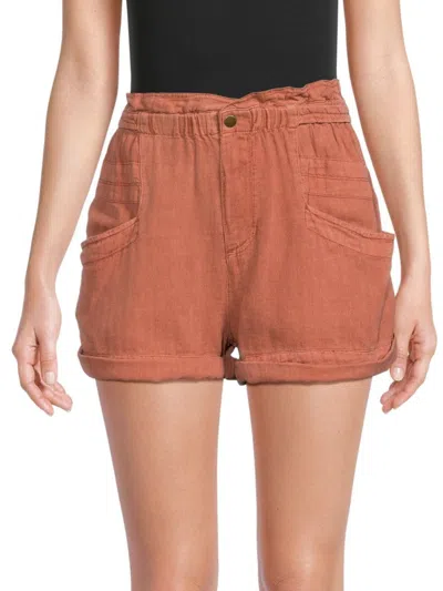Free People Women's Topanga Linen Cotton Blend Shorts In Spice Rout