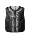 FREE PEOPLE WOMEN'S TRAVELERS LEATHER waistcoat TOP BLACK