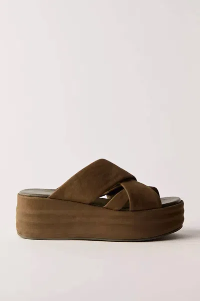 Free People Women's Wanderbay Flatform Sandals In Olive In Brown