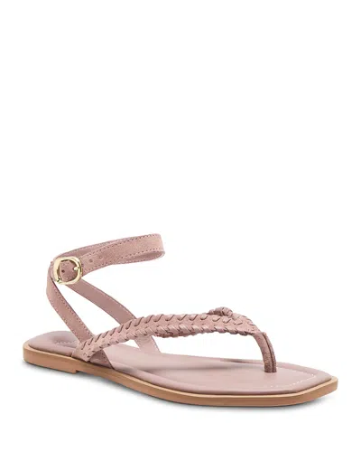 Free People Waverly Whipstitch Thong Sandals Pearl Blush Suede Co In Neutral