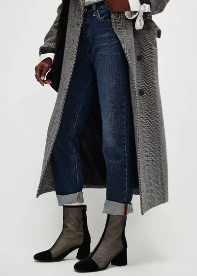 Free People Women's Wisteria Mesh Boots In Black Suede