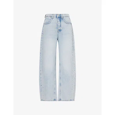 Free People Womens Beach Please Truro Wide-leg Denim Jeans In Blue