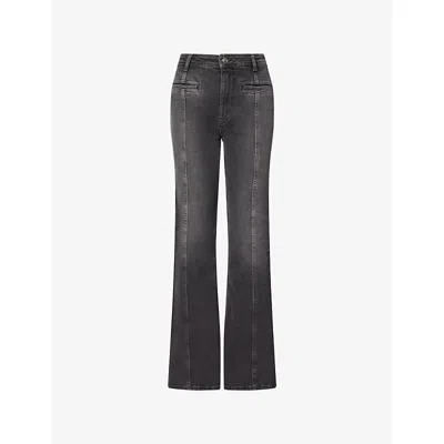 Free People Womens Firecracker Flared Denim Jeans Black And Gold 2 In Animal Print